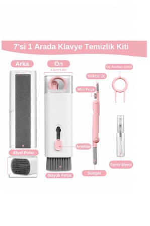 7 in 1 Temizlik Kiti Laptop Klavye Telefon Kamera Airpods Çok Fonksiyonlu Temizleme Seti