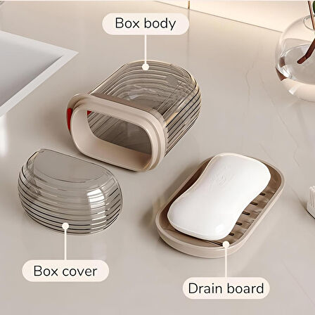 Şeffaf Kutu Şeklinde Plastik Katı Sabunluk Pratik Kullanımlı Hijyenik Banyo Sabun Kabı
