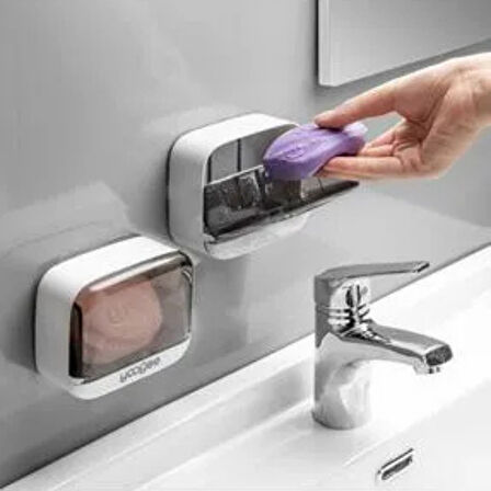 Çekmece Model Pratik Katı Sabunluk Su Biriktirme Hazneli Hijyenik ve Şık Sabun Kabı