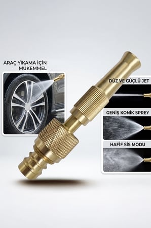 Hortum Başlığı Kelepçeli Ayarlanabilir Basınçlı Hortum Ucu Tazyik Aparatı Gold Renk