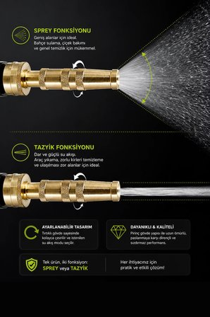 Hortum Başlığı Kelepçeli Ayarlanabilir Basınçlı Hortum Ucu Tazyik Aparatı Gold Renk
