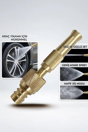 Hortum Başlığı Kelepçeli Ayarlanabilir Basınçlı Hortum Ucu Tazyik Aparatı Gold Renk
