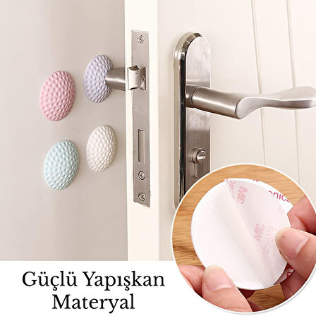 Kapı Kolu Stoperi 4lü Ped Seti Duvar Koruyucu Silikon Kapı Kolu Tamponu Darbe Önleyici