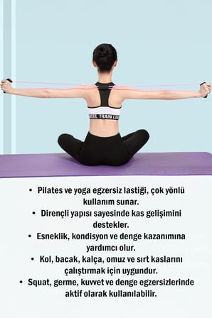 Pilates Direnç Lastiği Yoga Squat Egzersiz Aleti El Kol Kas Güçlendirme Aparatı
