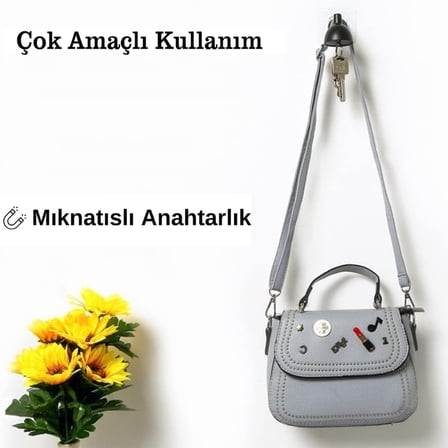 Lamba Şeklinde Mıknatıslı Duvar Tipi Anahtar Tutucu Askı Yapışkanlı Dekoratif Priz Yanı Anahtarlık Organizer