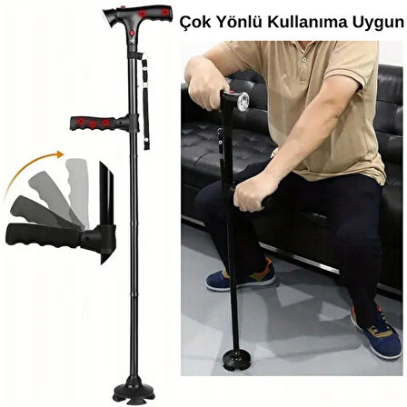 Katlanabilir Led Işıklı Baston Yürüyüş Bastonu Fenerli Yürüyüş Bastonu