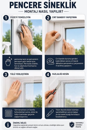 Pencere Sinekliği Tülü 100x150 CM Kendinden Yapışkanlı Sineklik Perde