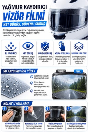Şeffaf Motosiklet Kask Vizör Buğu Önleyici Film Yağmur Kaydırıcı Pinlock Tipi Koruyucu Lens