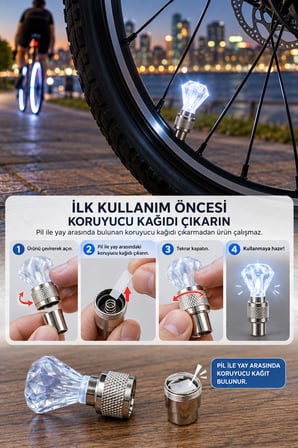 Hareket Sensörlü LED Işıklı Sibop Kapağı Bisiklet Motosiklet Araç Lastiği Dekoratif Jant Işığı