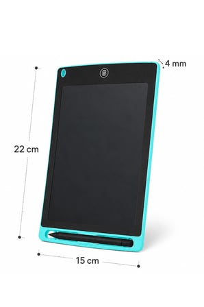 Turkuaz Pilli Tablet Çocuk Yazı Çizim Tableti 8.5 İnç Silinebilir LCD Tahta 22x15 cm