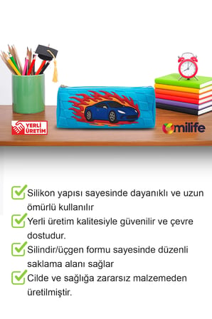 Araba Tasarımlı PVC Kalem Kutusu – Dayanıklı Silikon Yapı, Çocuklar için Şık ve Pratik Saklama Kutusu, Çevre Dostu ve Uzun Ömürlü