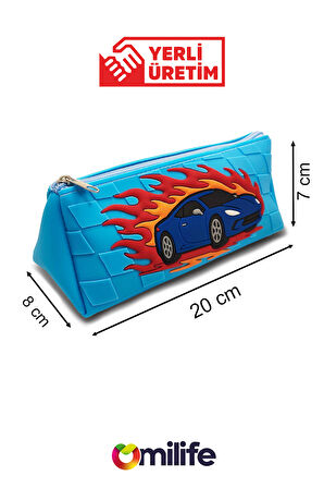 Araba Tasarımlı PVC Kalem Kutusu – Dayanıklı Silikon Yapı, Çocuklar için Şık ve Pratik Saklama Kutusu, Çevre Dostu ve Uzun Ömürlü