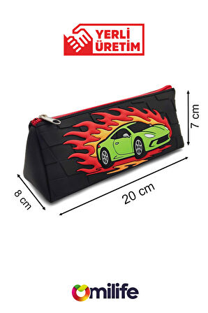 Araba Tasarımlı PVC Kalem Kutusu – Dayanıklı Silikon Yapı, Çocuklar için Şık ve Pratik Saklama Kutusu, Çevre Dostu ve Uzun Ömürlü