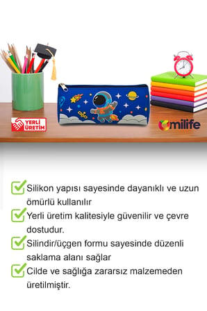 Astronot Tasarımlı PVC Kalem Kutusu – Dayanıklı Silikon Yapı, Çocuklar için Şık ve Pratik Saklama Kutusu, Çevre Dostu ve Uzun Ömürlü