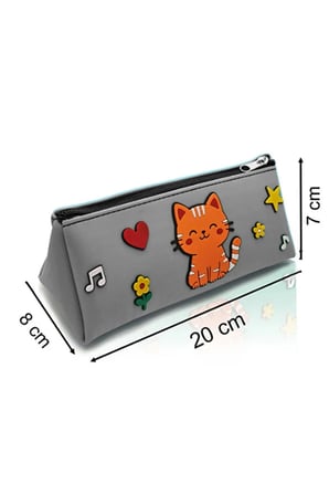 Kedi Tasarımlı PVC Kalem Kutusu – Dayanıklı Silikon Yapı, Çocuklar için Şık ve Pratik Okul Kalemlik