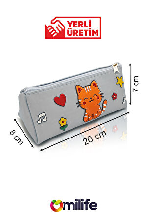 Kedi Tasarımlı PVC Kalem Kutusu – Dayanıklı Silikon Yapı, Çocuklar için Şık ve Pratik Saklama Kutusu, Çevre Dostu ve Uzun Ömürlü