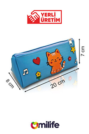 Kedi Tasarımlı PVC Kalem Kutusu – Dayanıklı Silikon Yapı, Çocuklar için Şık ve Pratik Saklama Kutusu, Çevre Dostu ve Uzun Ömürlü