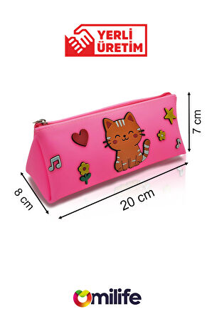 Kedi Tasarımlı PVC Kalem Kutusu – Dayanıklı Silikon Yapı, Çocuklar için Şık ve Pratik Saklama Kutusu, Çevre Dostu ve Uzun Ömürlü