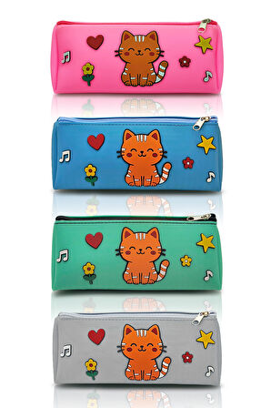 Kedi Tasarımlı PVC Kalem Kutusu – Dayanıklı Silikon Yapı, Çocuklar için Şık ve Pratik Saklama Kutusu, Çevre Dostu ve Uzun Ömürlü