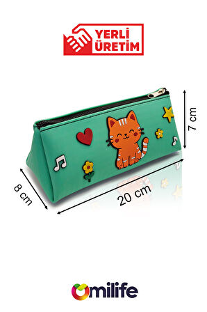 Kedi Tasarımlı PVC Kalem Kutusu – Dayanıklı Silikon Yapı, Çocuklar için Şık ve Pratik Saklama Kutusu, Çevre Dostu ve Uzun Ömürlü