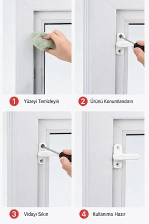 Çocuk Pencere Emniyet Kilidi Yapışkanlı PVC Pimapen Güvenlik Kilidi 