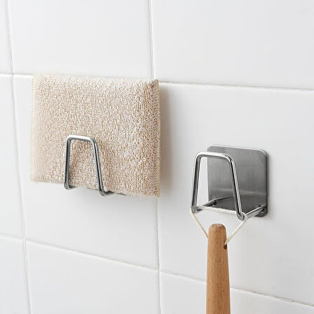 Kendinden Yapışkanlı Çelik Drenaj Askı Paslanmaz Çelikten Üretilmiş Duvar Montajlı Süzgeç Tutucu Sabunluk Tıraş Aparatı Banyo ve Mutfak İçin Delmeden Uygulanan Şık ve Dayanıklı Askı Aparatı