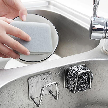 Kendinden Yapışkanlı Çelik Drenaj Askı Paslanmaz Çelikten Üretilmiş Duvar Montajlı Süzgeç Tutucu Sabunluk Tıraş Aparatı Banyo ve Mutfak İçin Delmeden Uygulanan Şık ve Dayanıklı Askı Aparatı