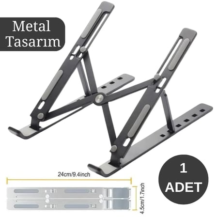 Teleskopik Laptop Standı Ayarlanabilir Yükseklikli Metal Gövdeli Taşınabilir Ergonomik Cihaz Standı