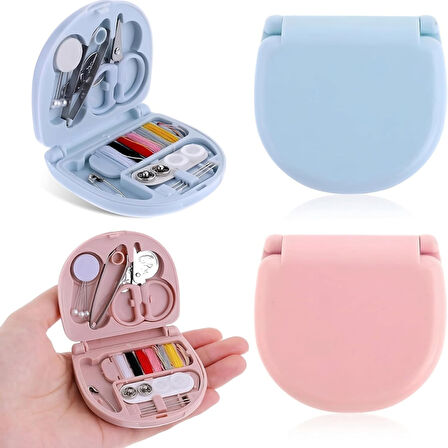 Mini Dikiş Seti Pratik Taşınabilir Plastik Kutu İçinde Acil Onarım ve Dikiş Malzemeleri