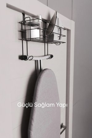 Kapı Arkası Ütü Masası Askısı Metal Organizer Raf Ütülük ve Ütü Tutucu Düzenleyici 34 cm
