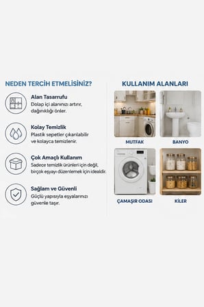 Seviye Ayarlanabilir Çok Amaçlı Düzenleyici Raf Mutfak Banyo Ofis Organizer Seti