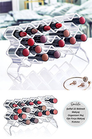Şeffaf 22 Bölmeli Makyaj Organizeri Ruj Oje Fırça Makyaj Kutusu