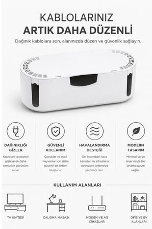 Kablo Düzenleyici Kablo Saklama Kutusu Çoklu Priz Kablo Organizer Kutusu Kapaklı