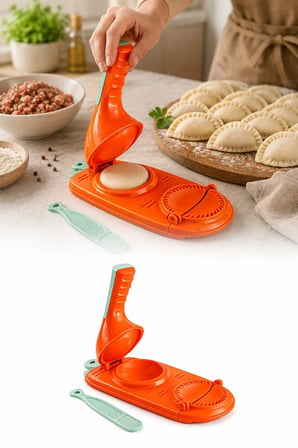 2'si 1 Arada Hamur Açma ve Presleme Aparatı Mantı Ravioli Börek Poğaça Kalıbı