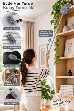 Mikrofiber Makarna Mop Toz Alma Paspası Tüy Toplayıcı Çok Amaçlı Temizlik Mopu