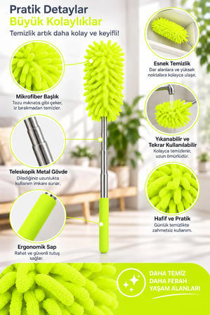 Mikrofiber Makarna Mop Toz Alma Paspası Tüy Toplayıcı Çok Amaçlı Temizlik Mopu
