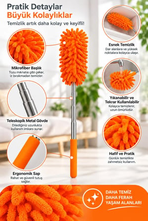 Mikrofiber Makarna Mop Toz Alma Paspası Tüy Toplayıcı Çok Amaçlı Temizlik Mopu