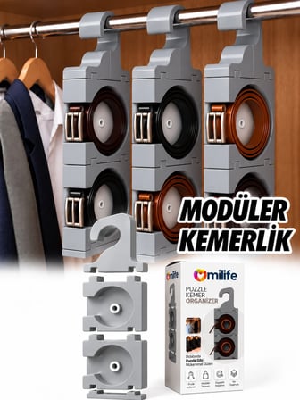 Modüler Puzzle  Kemer Organizeri Birbirine Eklenebilir  Rulo Kemer Düzenleyici Dolap İçi Kemerlik