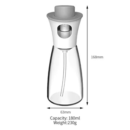 220 ml Sprey Püskürtmeli Cam Yağdanlık Zeytinyağı Limon Sirke Püskürtmeli Yağdanlık