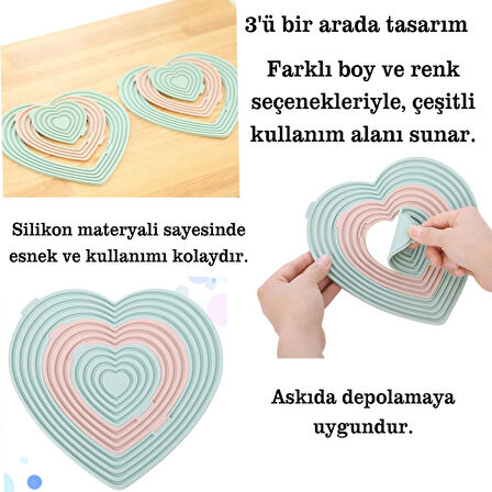 Silikon Nihale Kalp Şekilli Isıya Dayanıklı Tencere ve Tava Altlığı Kaymaz Yüzeyli Renkli Pratik Mutfak Aksesuarı Tezgâh Koruyucu Isı Yalıtımlı Çok Amaçlı Silikon Servis Altlığı