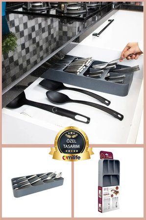 9 Bölmeli Çekmece Kaşıklık Geniş Çok Amaçlı Çekmece Düzenleyici Çatal Kaşık Bıçak Organizer
