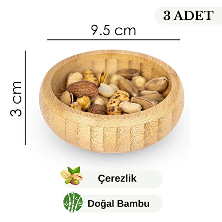 Bambu 3lü Çerez Seti Doğal Ahşap Çerezlik Kahvaltılık Lokumluk Porsiyonluk Sunum Kabı Estetik Tasarımlı Şık Sunum Tabakları Misafirlere Özel Sunumlar İçin Dekoratif ve Fonksiyonel Servis Takımı