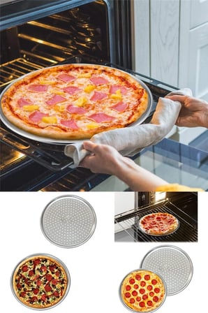 28 cm Pizza Ve Lahmacun Tepsisi Delikli Paslanmaz Çelik Tepsi Pizza Lahmacun Pide Tepsisi
