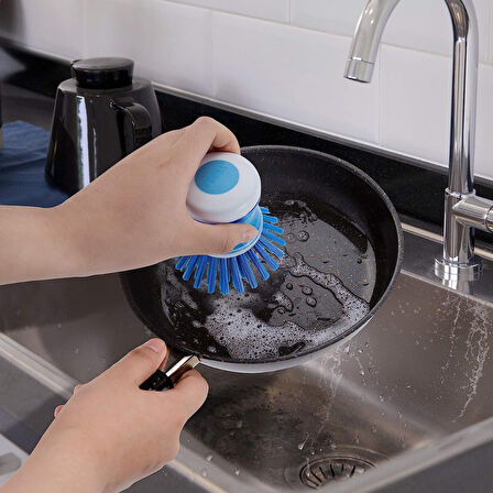 Pratik Sıvı Deterjan Hazneli Bulaşık Fırçası Hazneli Mutfak Banyo Lavabo Yıkama Fırçası 1 Adet