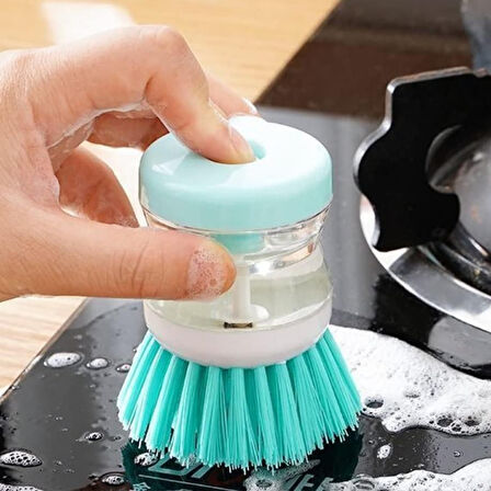 Pratik Sıvı Deterjan Hazneli Bulaşık Fırçası Hazneli Mutfak Banyo Lavabo Yıkama Fırçası 1 Adet