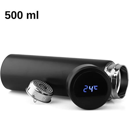 Sıcaklık Göstergeli Termos Dijital Ekranlı Paslanmaz Çelik Akıllı Termos Isı Takibi Sağlayan Kapaklı 500 ml Taşınabilir İç ve Dış Mekân Kullanımı İçin Uygun Şık Tasarımlı Akıllı İçecek Termosu