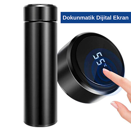Sıcaklık Göstergeli Termos Dijital Ekranlı Paslanmaz Çelik Akıllı Termos Isı Takibi Sağlayan Kapaklı 500 ml Taşınabilir İç ve Dış Mekân Kullanımı İçin Uygun Şık Tasarımlı Akıllı İçecek Termosu