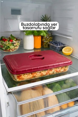 Kırmızı Renk Dikdörtgen Borcam Kapağı Sızdırmaz Plastik Malzeme ile Üretilmiş Esnek ve Dayanıklı Kapak Gıda Saklama ve Taşıma İçin Uygun Pratik Kullanımlı Yedek Kapak