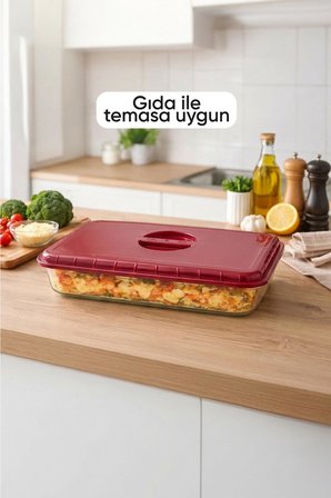 Kırmızı Renk Dikdörtgen Borcam Kapağı Sızdırmaz Plastik Malzeme ile Üretilmiş Esnek ve Dayanıklı Kapak Gıda Saklama ve Taşıma İçin Uygun Pratik Kullanımlı Yedek Kapak