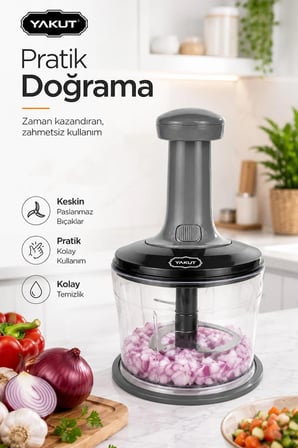 Üstten Basmalı Manuel Doğrayıcı Rondo Sebze Meyve Soğan Sarımsak Pratik Mutfak Doğrayıcı
